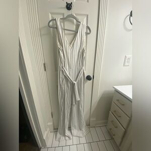 White with blue pinstripes jumper. Antonio Melani. Size 14. NWT.